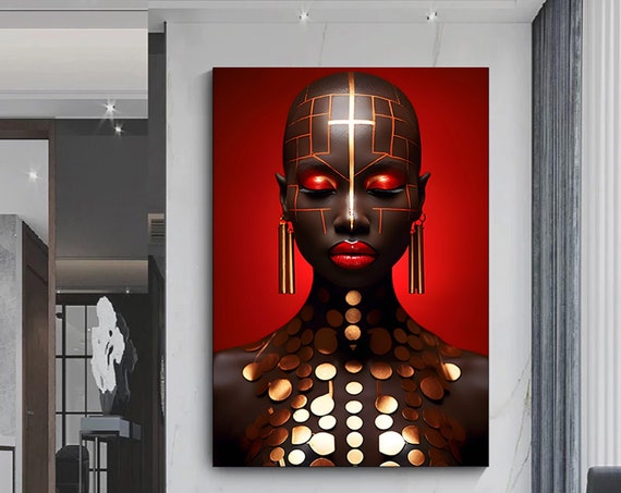 Modern African Woman Painting Wall Art Poster Home Decoration For Living Room Print On Canvasethnic Ladies Artafrican Lady