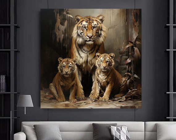 Mom And Baby Tigerstigers Canvas Wall Art Tiger Animal Print Home Decoranimal