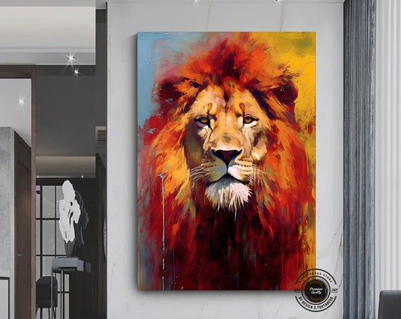 Lion Print Wall Art Pop Graffiti Canvas Artwork Culture Gift For Girlfriend