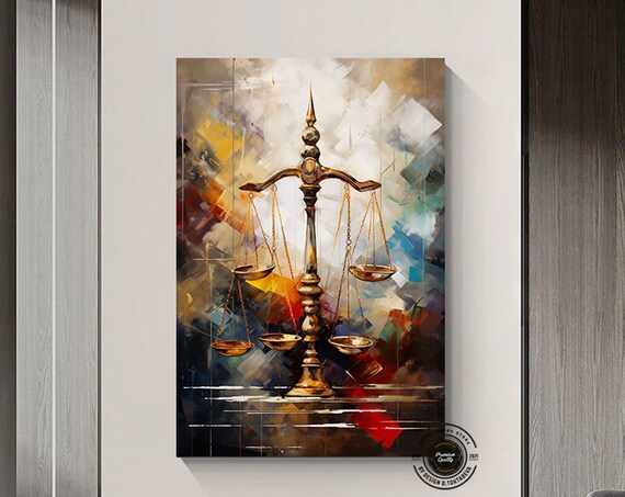 Scales of Justice Golden Abstract Law Office Painting Poster