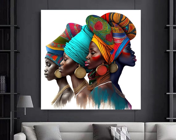 African Culture Wall Art Decor Local Women Abstract Canvas