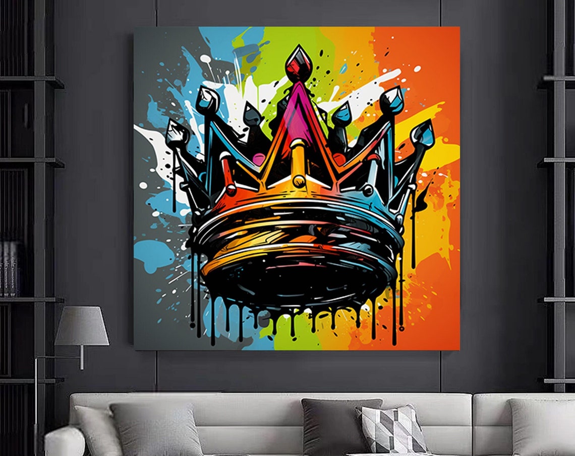 Crown Graffiti Street Art Bold Colorful Royal King Art Poster
