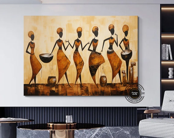 African Culture Wall Art Decor Local Women Abstract Canvas