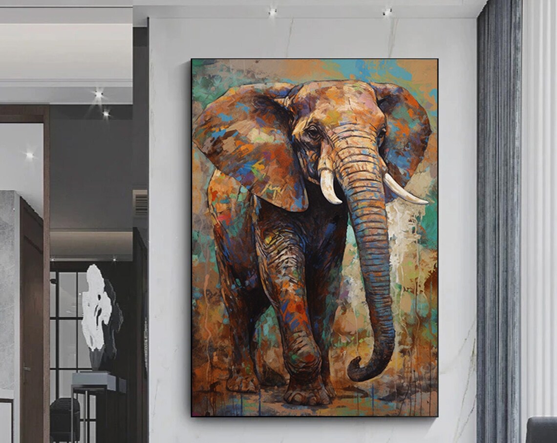 Abstract Multicolored Elephant Graffiti Art Print