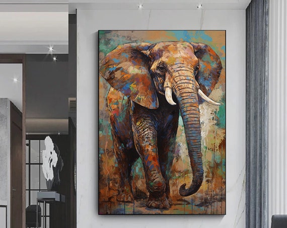 Abstract Multicolored Elephant Graffiti Art Print