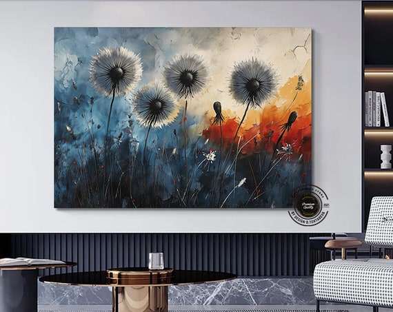 Dandelion Abstract Canvas Art Large Wall Custom Modern Fashion Trend Living Room Decor