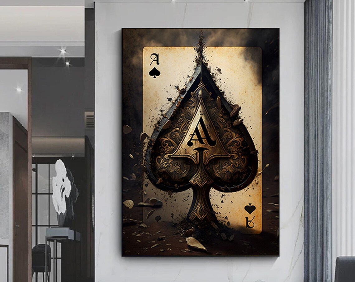 Ace of Spades Vintage Ornate Antique Playing Card Wall Poster