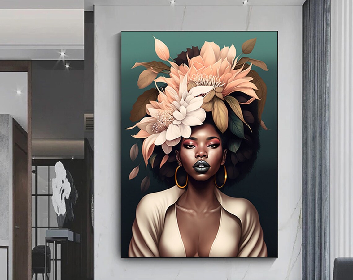 Modern African Woman Painting Wall Art Poster Home Decoration For Living Room Print On Canvasethnic Ladies Artafrican Lady