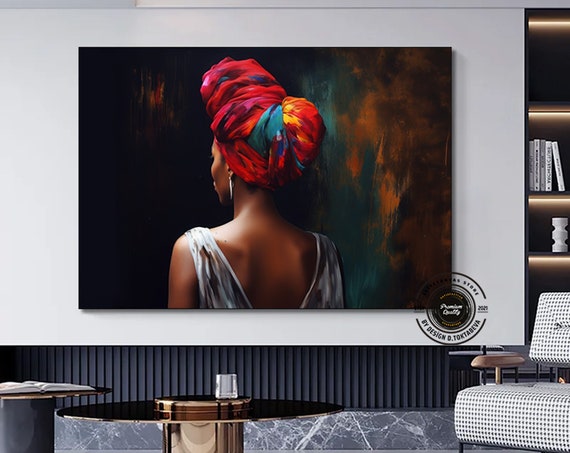 Colorful African Woman Canvas Art Modern Print Fashion Decor Wall