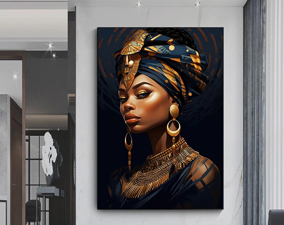 African Woman Art Print, Black Makeup Decor