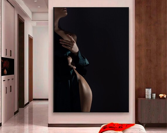 Black Moody Nude Torso Dark Elegant Fine Art Photography Poster