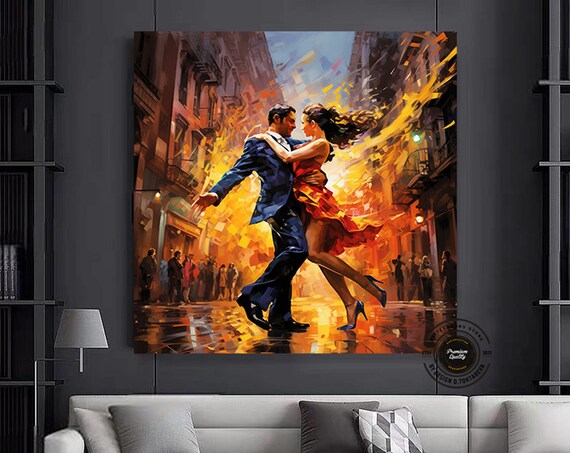 Canvas Home Decor Large Couple Dancing Painting Print Music Room Art Tango Framed Ready To Hang