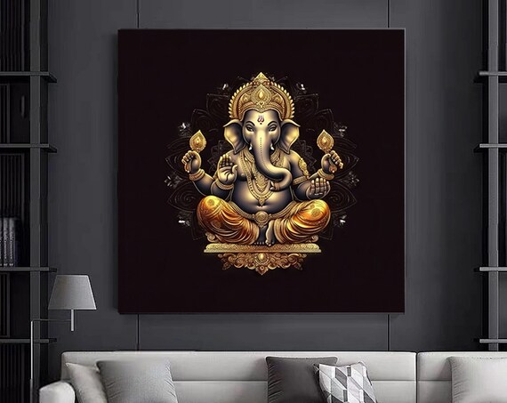 Great Ganesha Wall Art Abstract Artcolorful Inspired Ganesh Canvas