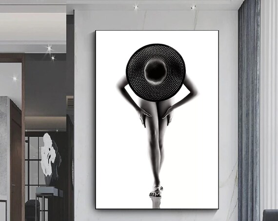 Naked Woman In Hat Canvas Wall Art Sexi Painting Erotic Printfantasy Ready To Hang Print