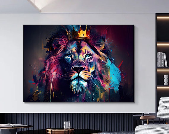 Abstract Graffiti Art Lion Painting Modern Animal Street Colorful Canvas Poster Print Wall Picture Living Room Home Decor