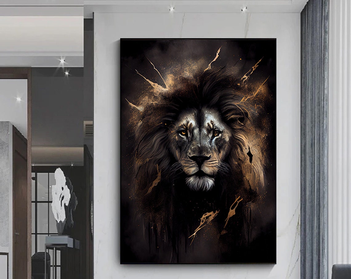 Lion Wall Art Colorful Canvas Animal Modern Print Home Decor Room Natur