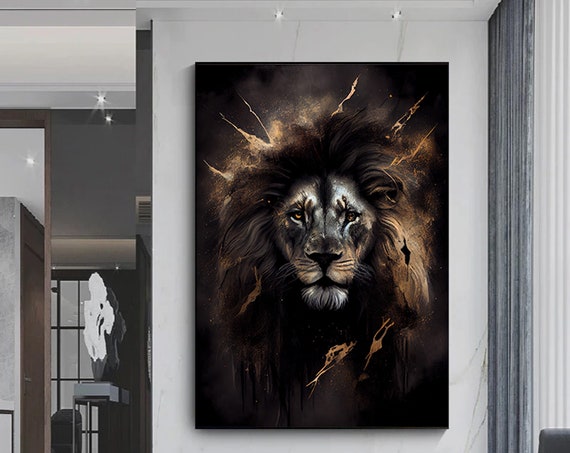 Lion Wall Art Colorful Canvas Animal Modern Print Home Decor Room Natur