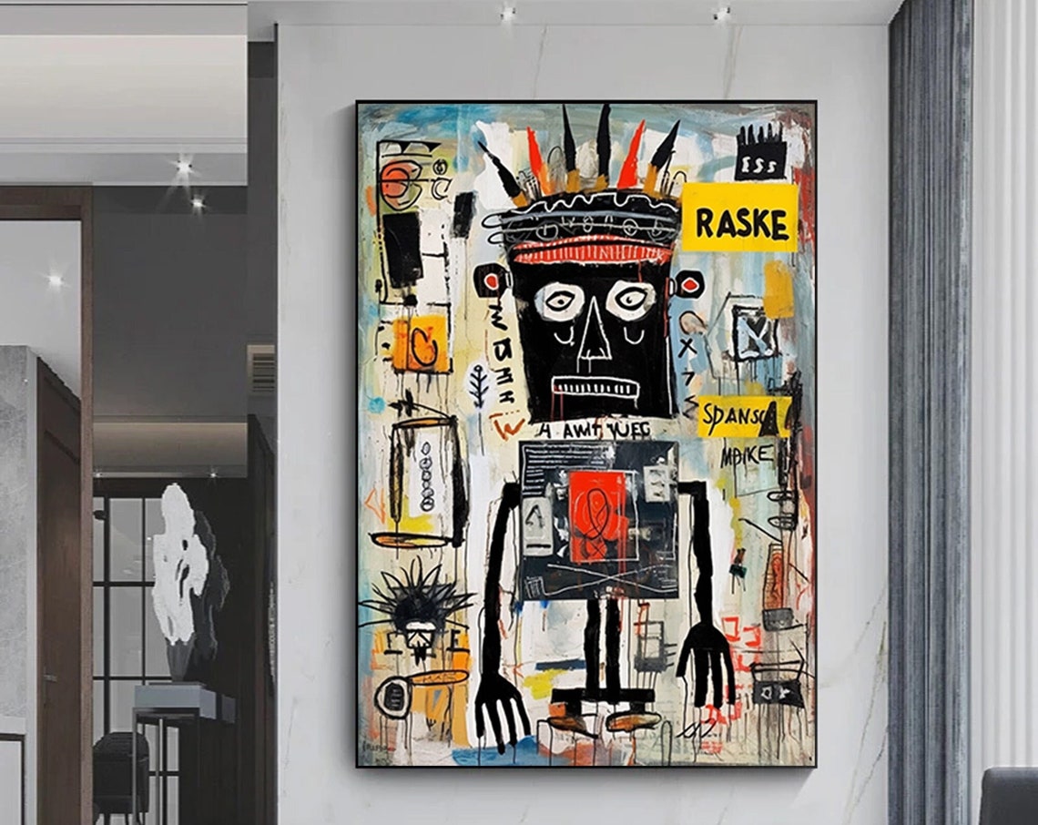Crowned Figure Neo Expressionist Graffiti Scribble Bold Poster