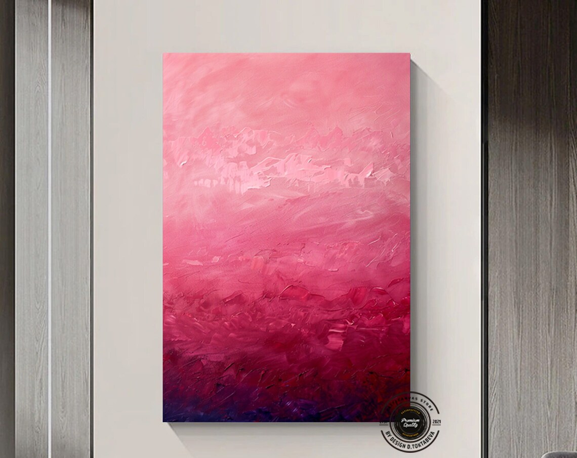 Soft Pink Abstract Brushstroke Textured Modern Oil Painting Poster