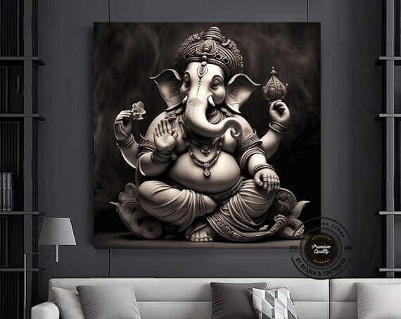 Great Ganesha Wall Art Abstract Artcolorful Inspired Ganesh Canvas