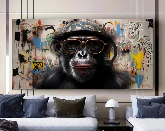 Monkey Special Design Canvas Art Wise Animal Wall Office Decor