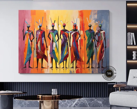 African Culture Wall Art Decor Local Women Abstract Canvas Gift