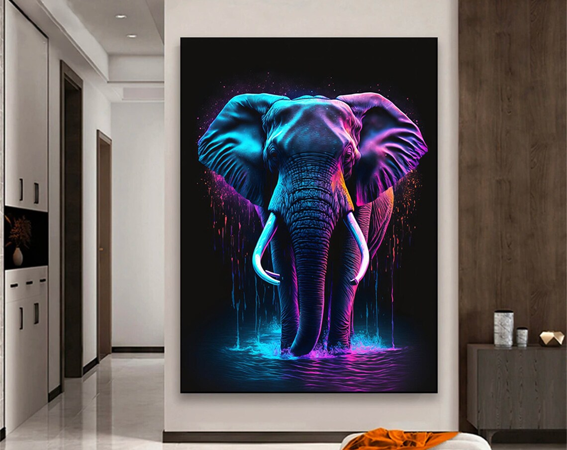 Abstract Multicolored Elephant Art Print