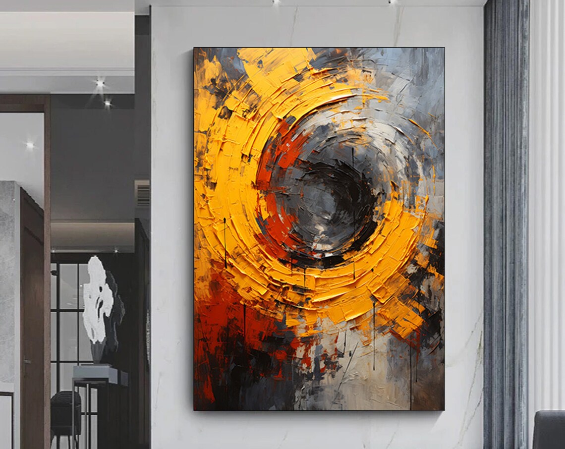 Abstract Orange Spiral Impasto Texture Bold Modern Art Poster