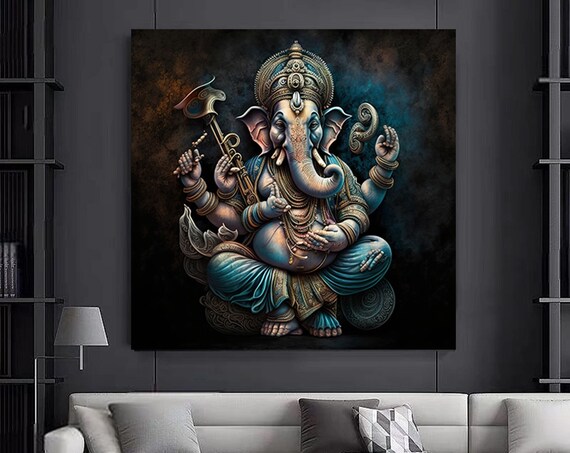 Great Ganesha Wall Art Abstract Artcolorful Inspired Ganesh Canvas