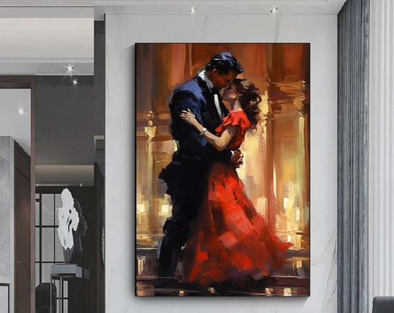 Canvas Home Decor Large Dancing Couple Painting Print Music Room Art Dance Ready To Hang