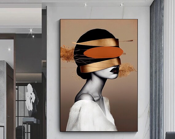 Gold Woman Canvas Painting Abstract Print Fashion Wall Decor Women Art Home Decoration