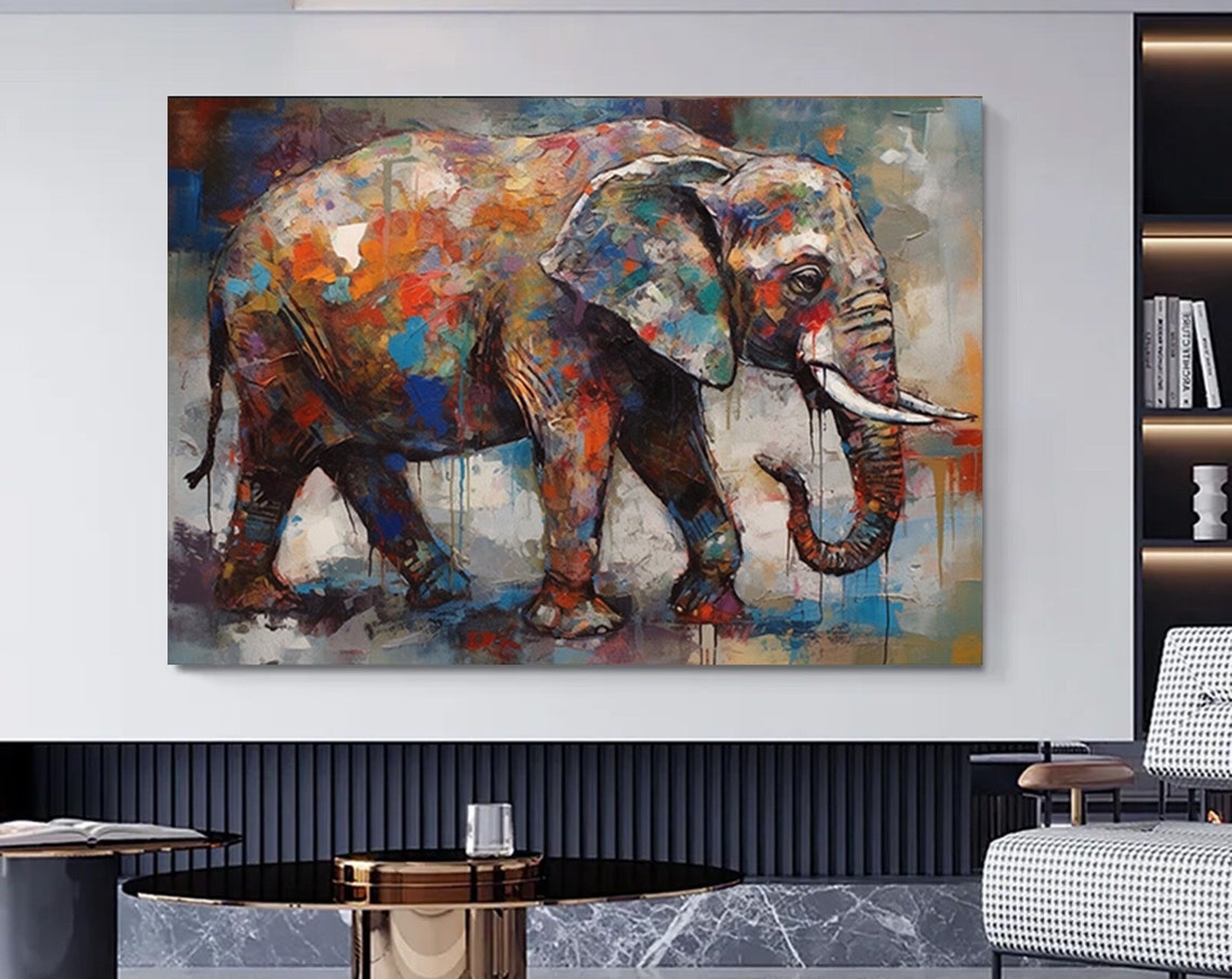Beautiful African Elephant Animal Modern Painting Style Design Home Decor Canvas Print Wall Art Picture