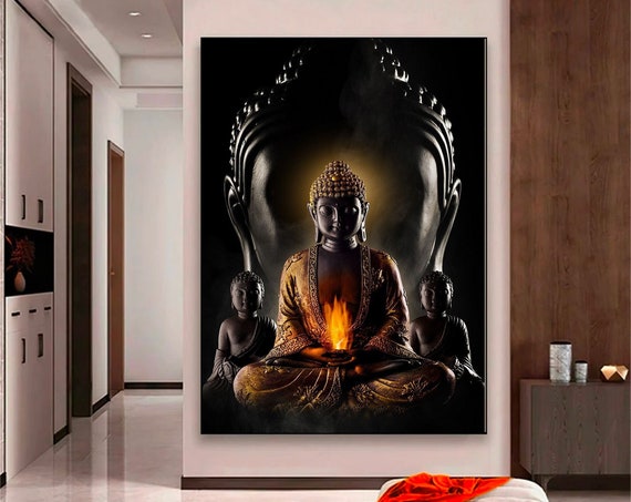 Buddhism Black Buddha Statue Guatemala Temple Canvas Print Home Decor Wall Art And Ready To Hang