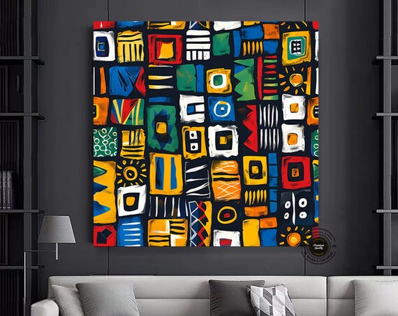 African Pattern Art Print, Boho Minimal Decor