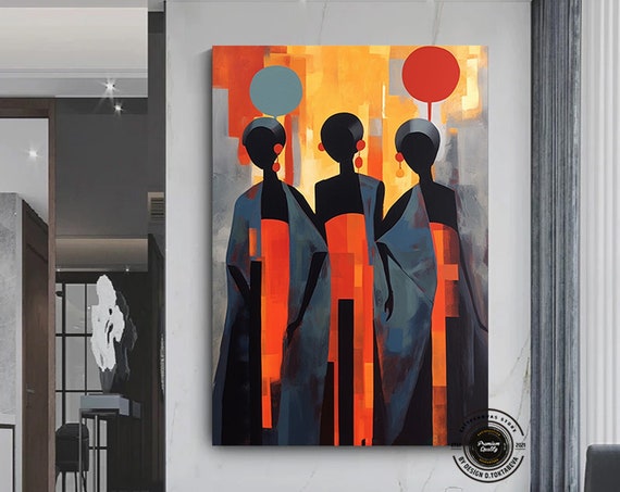 African Women Portrait Culture Tribe Wall Art Decor Oil Painting Modern Home