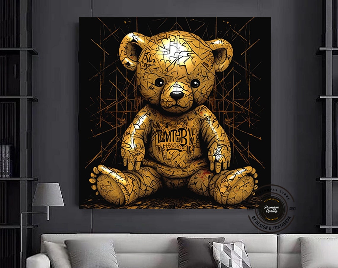 Teddy Bear Wall Art Graffiti Poster