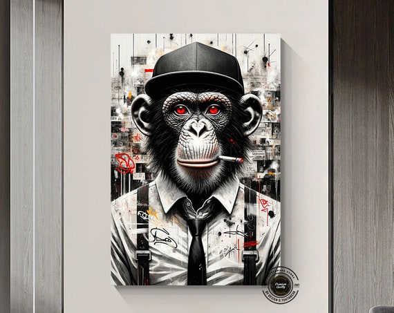 Graffiti Canvas Art Print Pop Wall Large Monkey Painting Street Printss