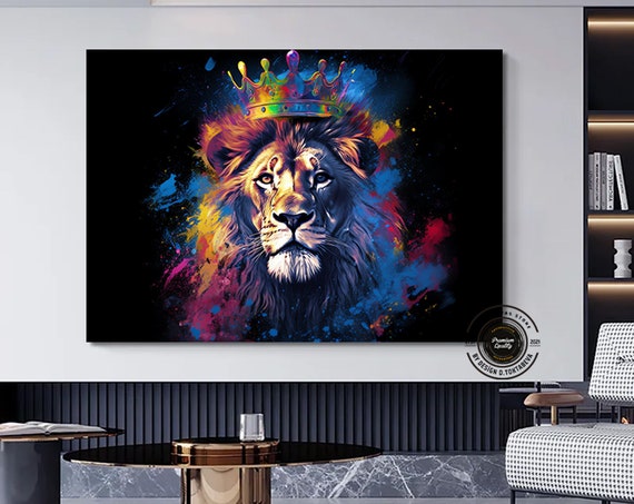 Graffiti Lion Canvas Print Art Colorful Paintings On Home Wall Decor King Abstract Poster Animal
