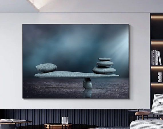 Stone Balance Wall Art Abstract Canvas Zen Inspired Decor Meditation Print