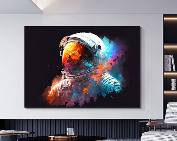 Astronaut Nebula Helmet Colorful Space Smoke Cosmic Art Poster
