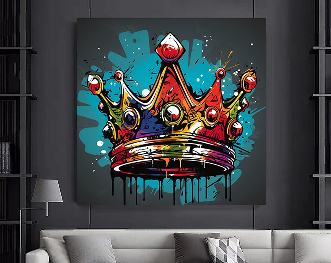 Crown Graffiti King Print, Modern Urban Art Print