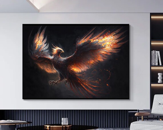 Phoenix Canvas Prints Dragon Painting Red Wall Art Ready To Hang Print