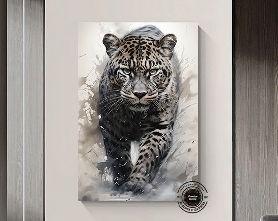Leopard Abstract Art Framed Poster Print Painting Wall Decor Animal Colorful Large