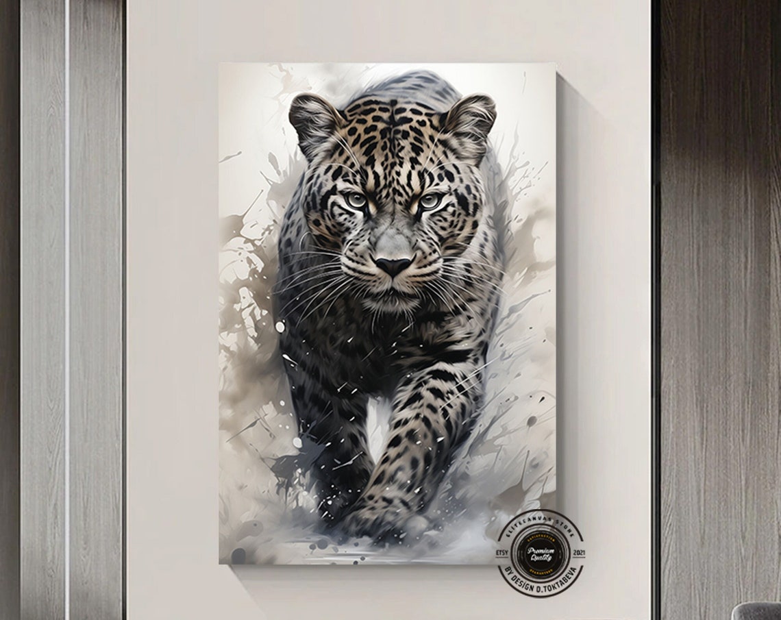 Leopard Abstract Art Framed Poster Print Painting Wall Decor Animal Colorful Large