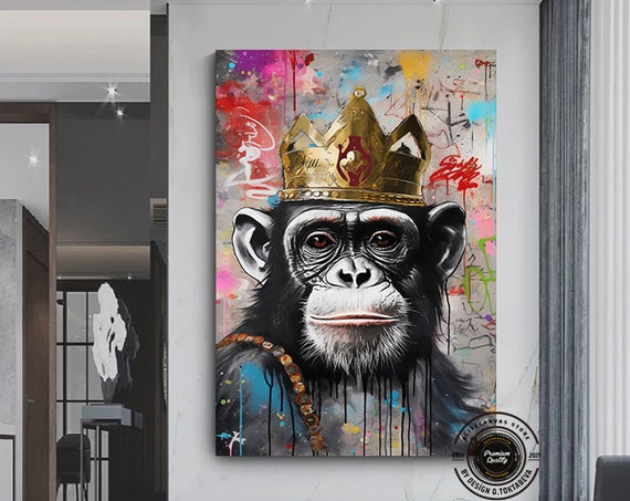 Graffiti Canvas Art Print Pop Wall Large Monkey Painting Street Printss