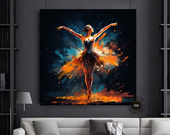 Ballerina Dancing Canvas Wall Art In Silk Dress Modern Design Home Decor Print Picture