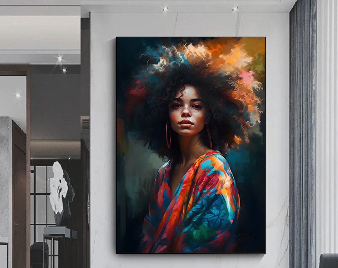 Modern African Woman Painting Wall Art Poster Home Decoration For Living Room Print On Canvasethnic Ladies Artafrican Lady