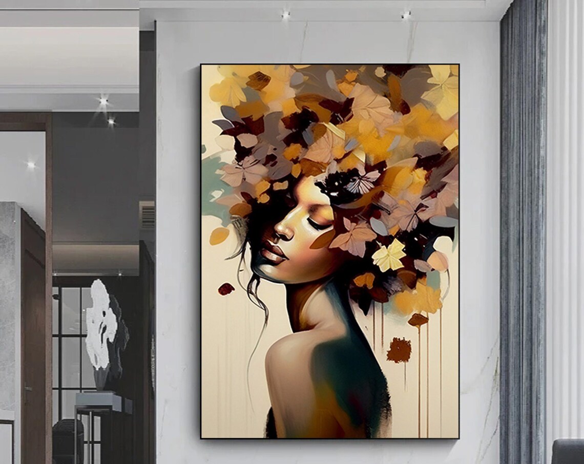 Woman Floral Portrait Art Print, Heavenly Perfection