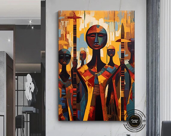 Abstract African Warriors Art Print, Cultural Decor