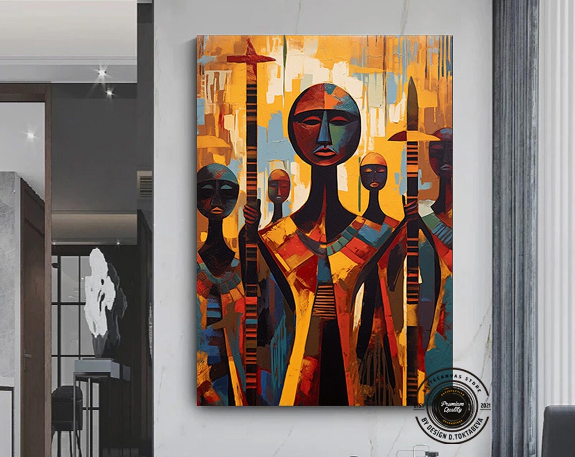 Abstract African Warriors Art Print, Cultural Decor